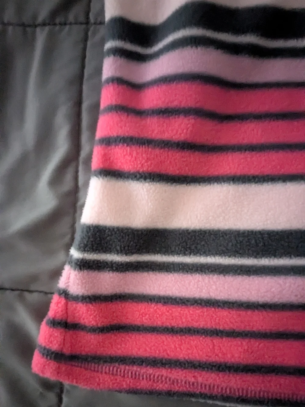 Old Navy Pink and Black Striped Zip-Up Fleece Vest